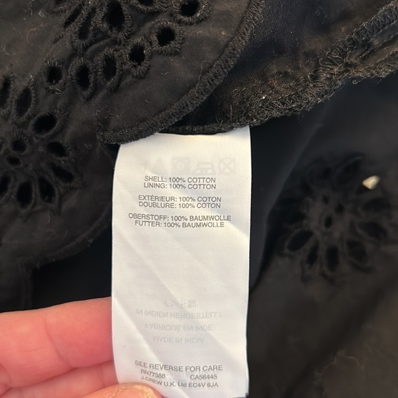 J. Crew Black Eyelet Long Sleeve High Low Top Size 0 - Picture 8 of 8
